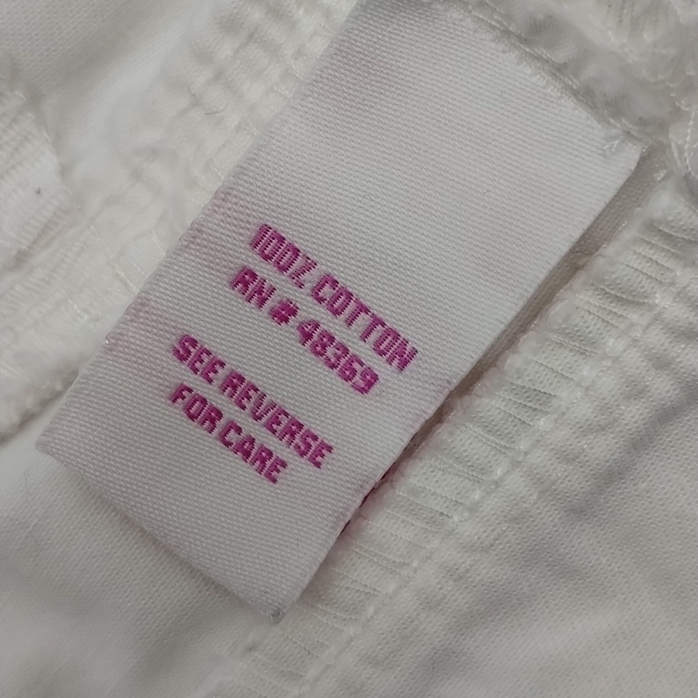 bcih White Jean Jacket Size Large Raw Edges Cropped - Picture 8 of 10
